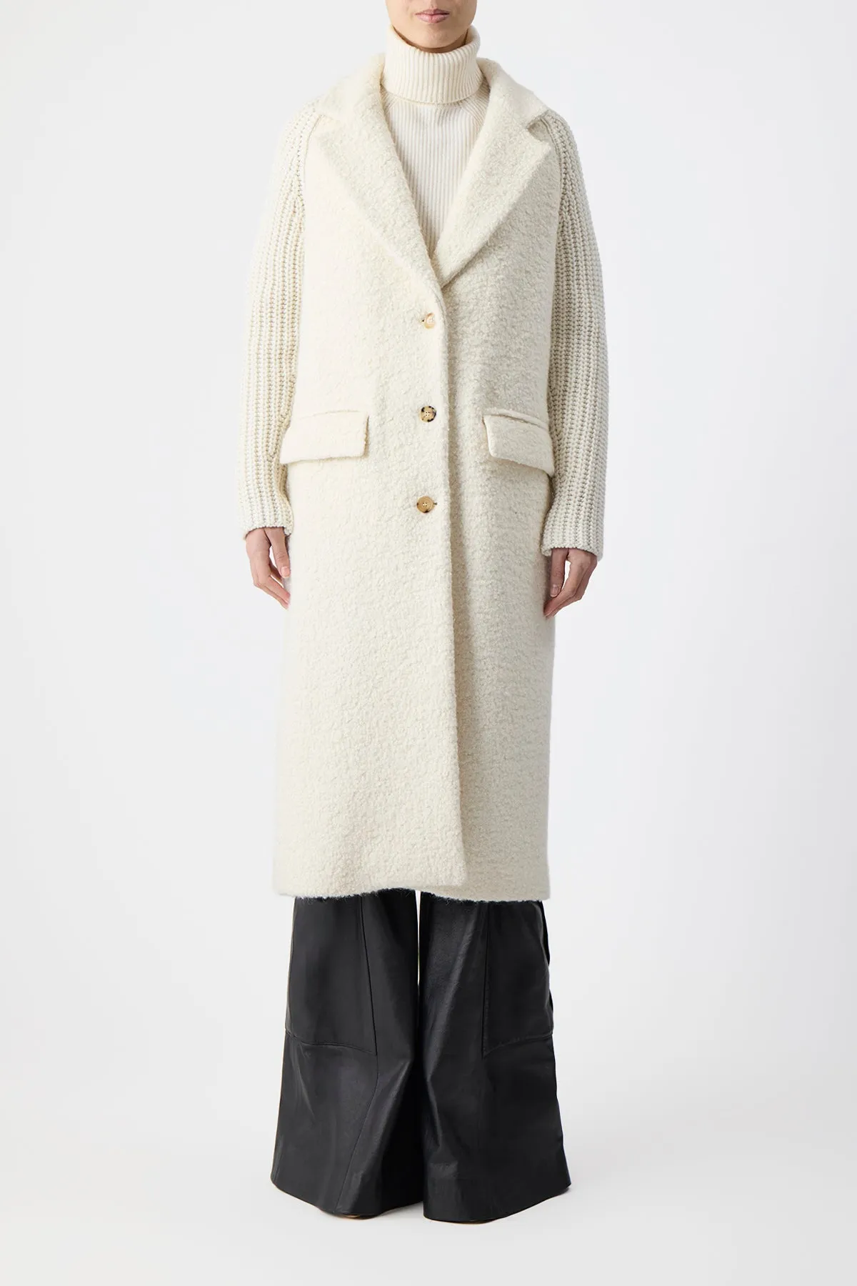 Charles Coat in Ivory Recycled Cashmere Boucle sold by Gabriela Hearst product image thumbnail 2