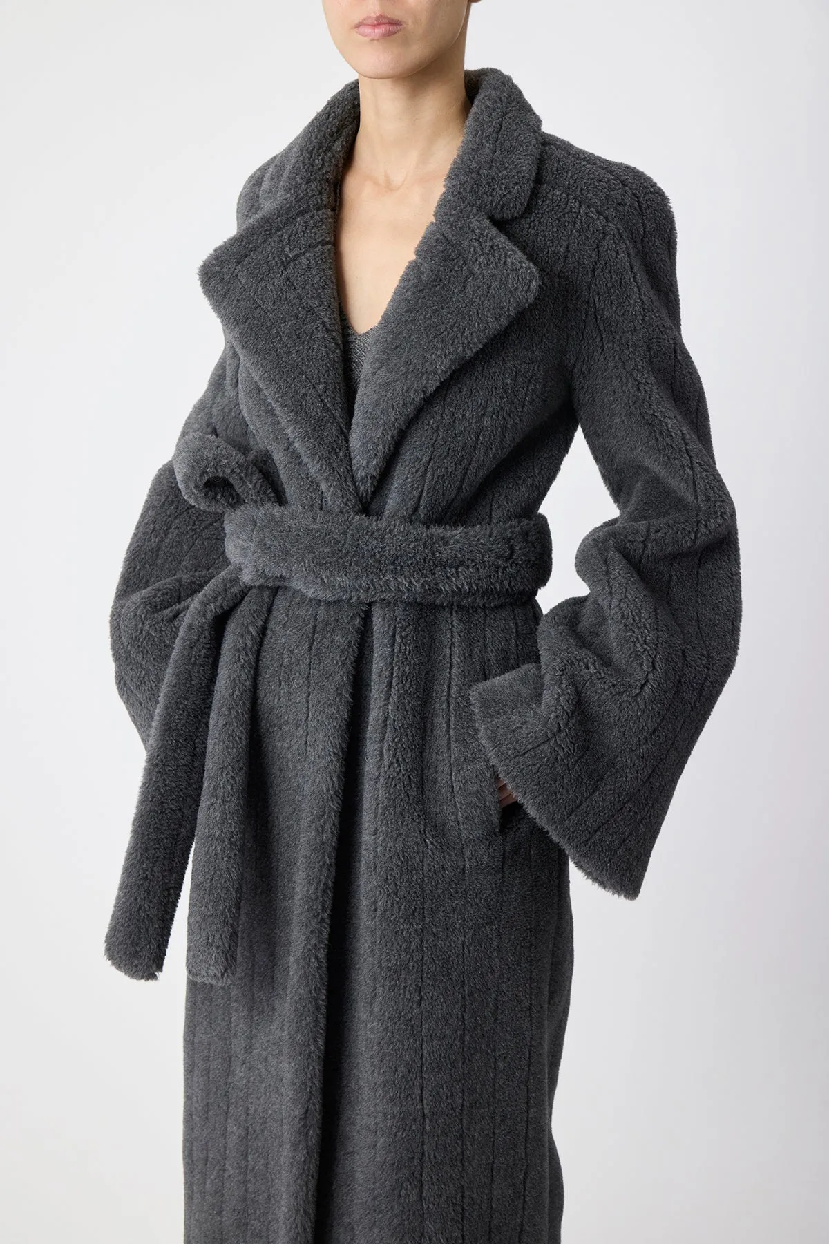 Barring Coat in Dark Grey Virgin Wool Silk Cashmere Fur sold by Gabriela Hearst product image thumbnail 4