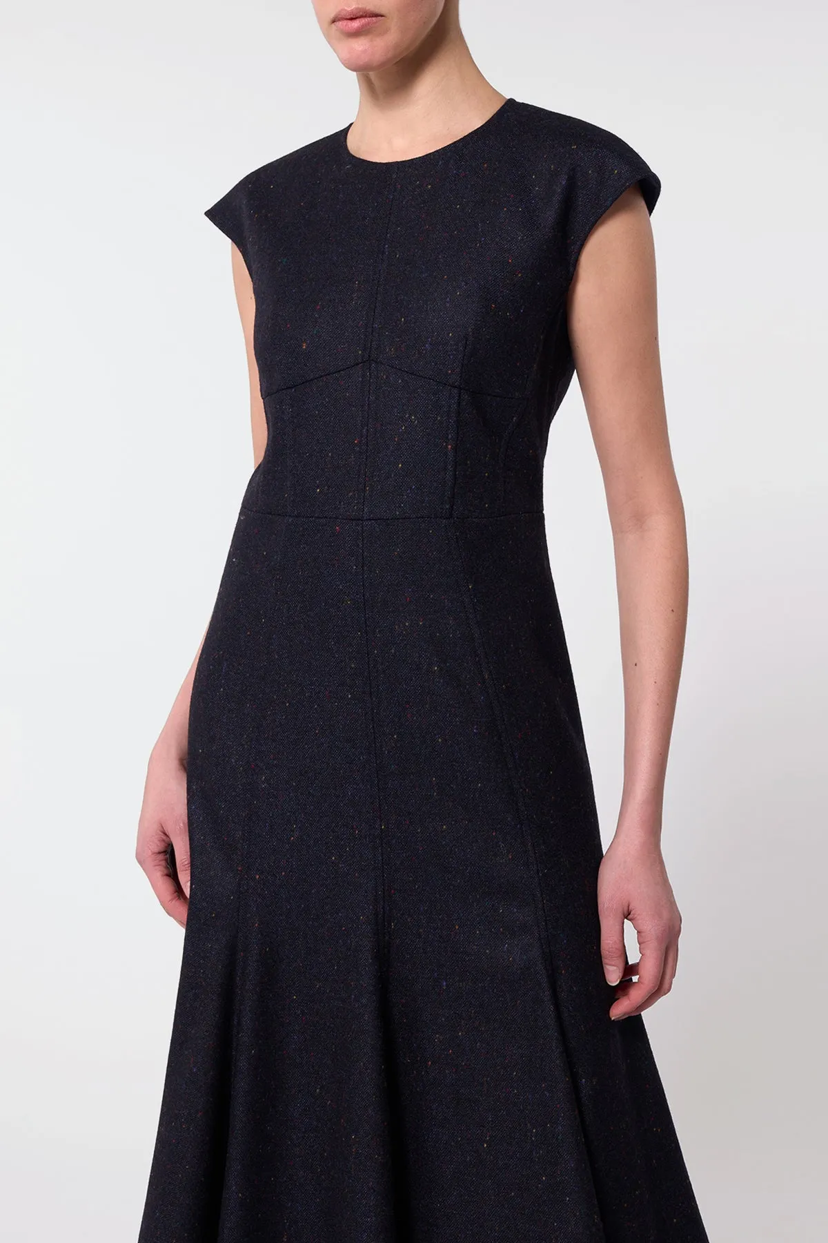 Crowther Midi Dress in Dark Navy Multi Virgin Wool Tweed sold by Gabriela Hearst product image thumbnail 4