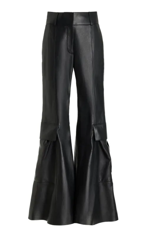 Bate Cargo Pant in Black Nappa Leather made by Gabriela Hearst