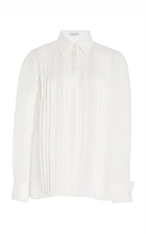 Aime Shirt in Ivory Silk Georgette Twill sold by Gabriela Hearst