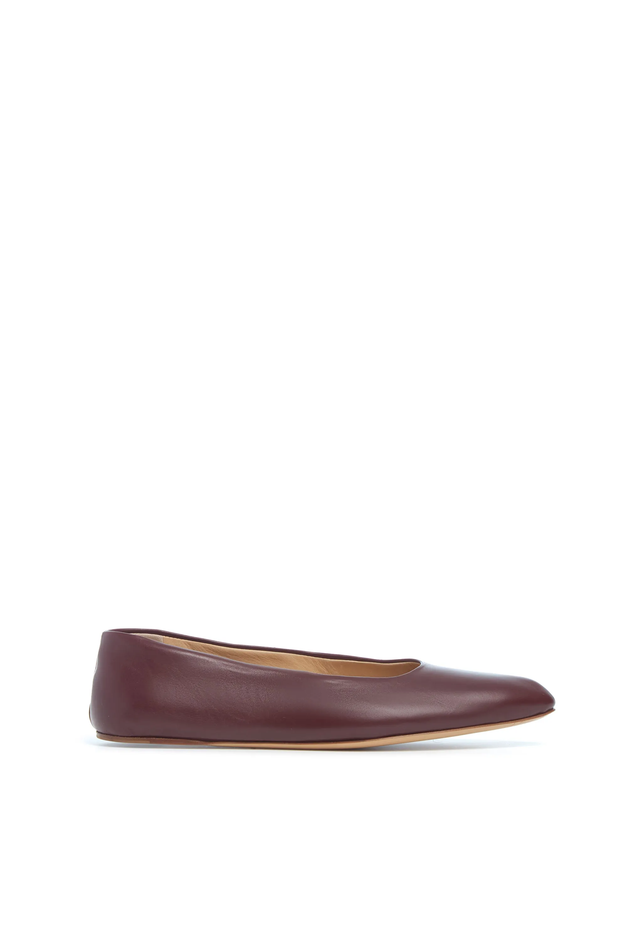 Andre Ballerina Flat Shoe in Bordeaux Leather sold by Gabriela Hearst