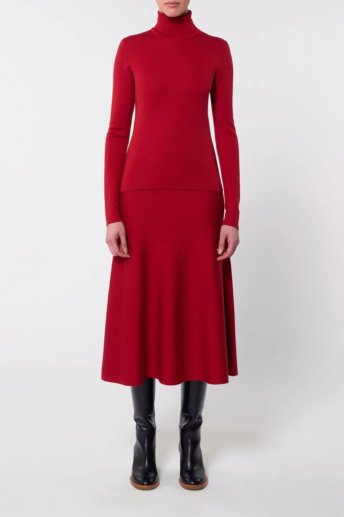 Freddie Knit Midi Skirt in Scarlet Red Merino Wool Cashmere sold by Gabriela Hearst product image thumbnail 2