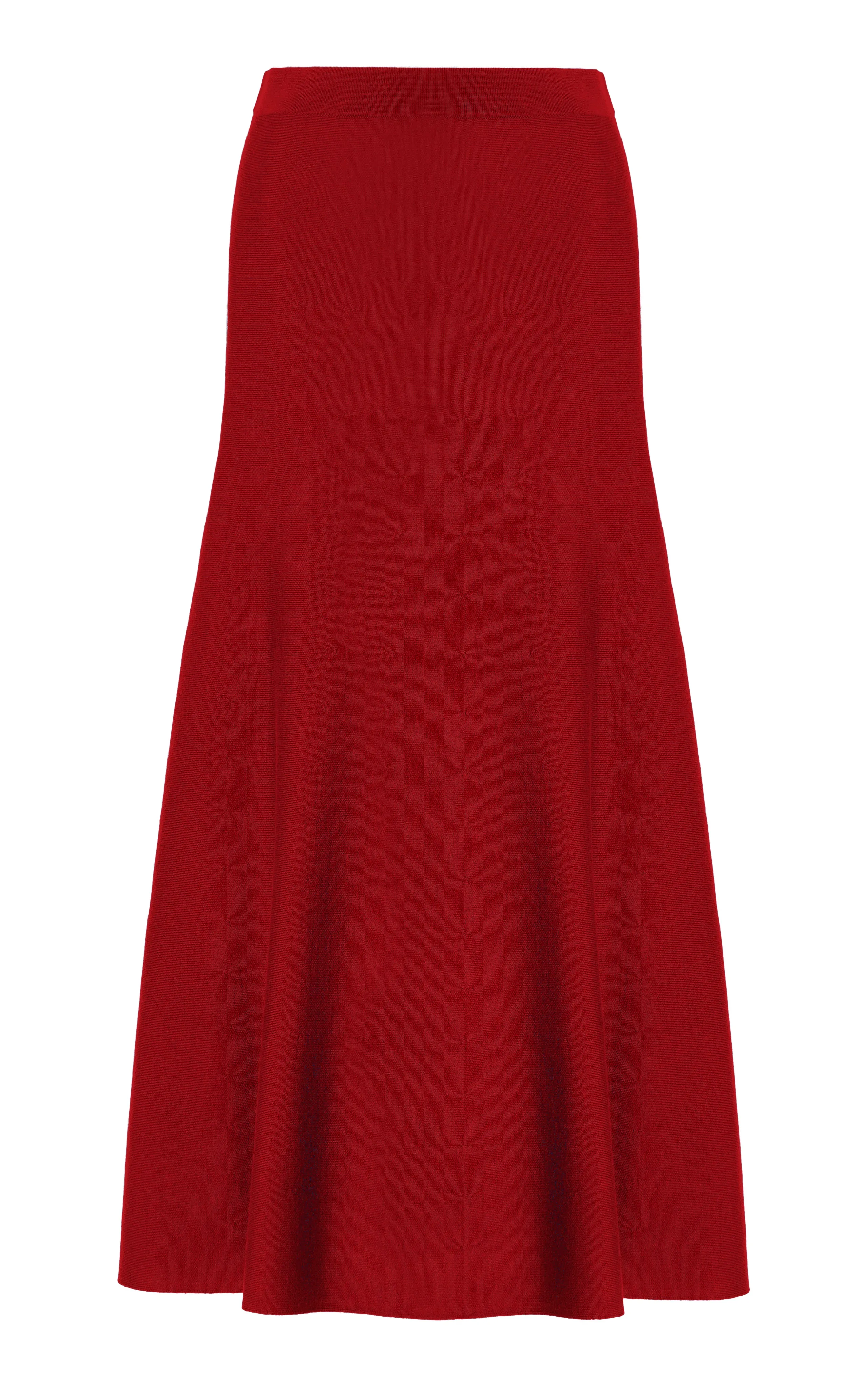 Freddie Knit Midi Skirt in Scarlet Red Merino Wool Cashmere sold by Gabriela Hearst