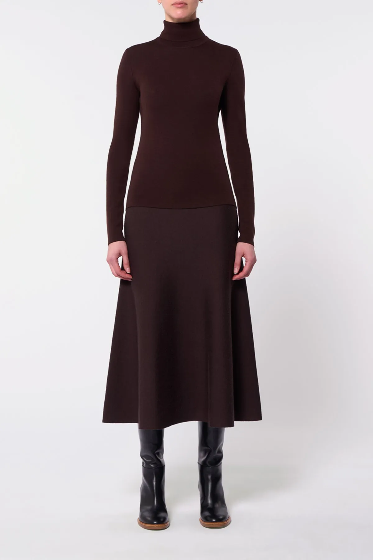 Freddie Knit Midi Skirt in Chocolate Merino Wool Cashmere sold by Gabriela Hearst product image thumbnail 2
