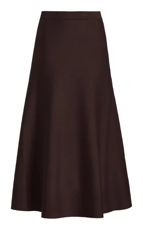 Freddie Knit Midi Skirt in Chocolate Merino Wool Cashmere sold by Gabriela Hearst