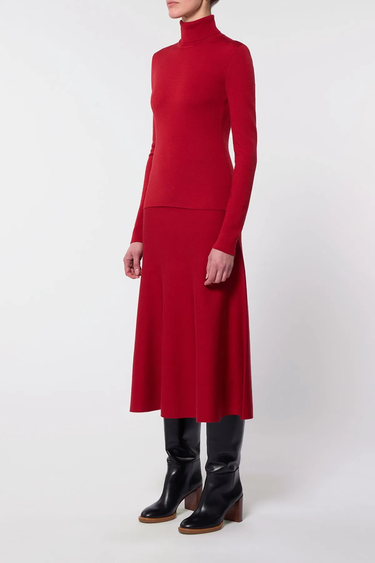 May Knit Turtleneck in Scarlet Red Merino Wool Cashmere sold by Gabriela Hearst product image thumbnail 3