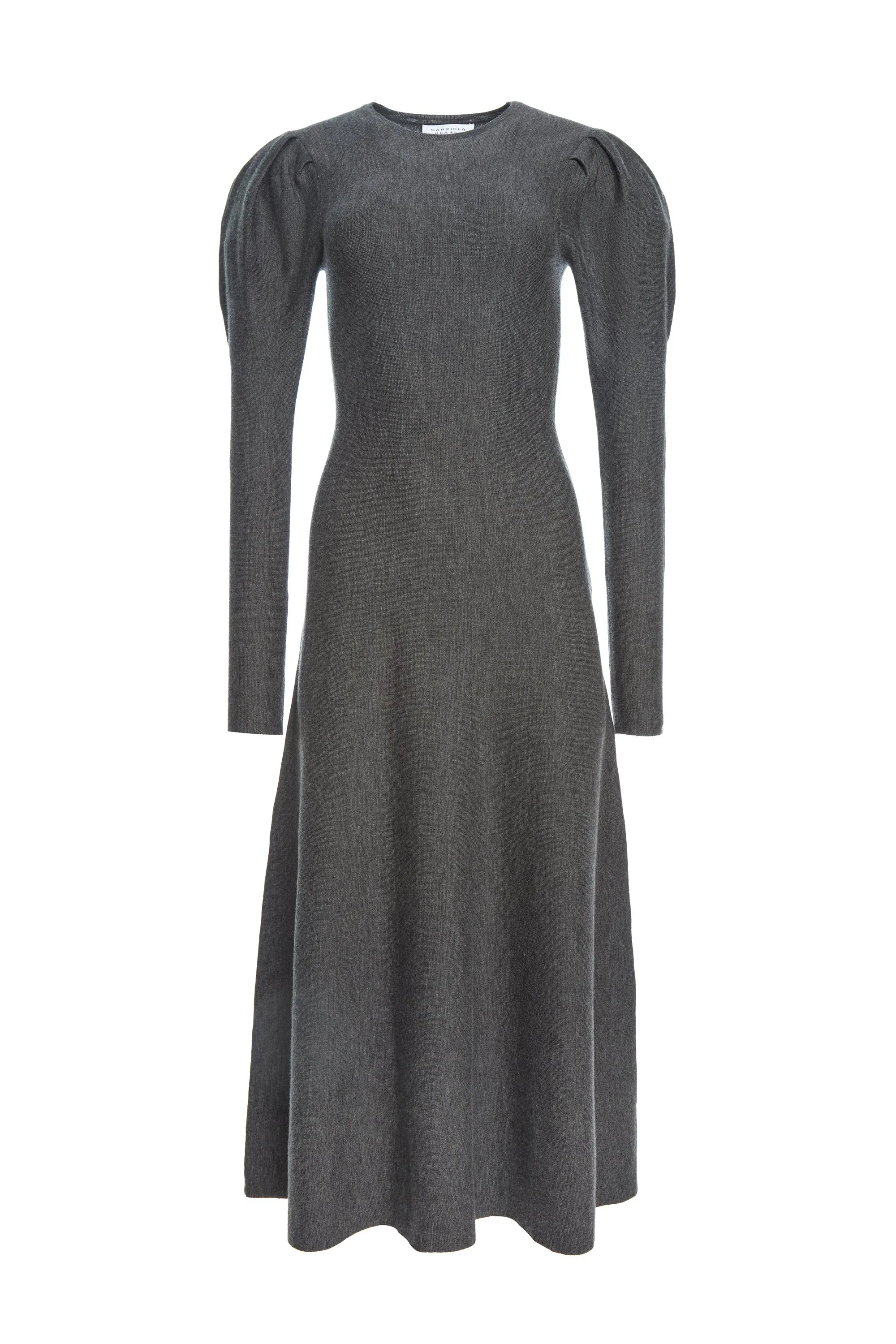 Hannah Knit Maxi Dress in Charcoal Melange Merino Wool Cashmere sold by Gabriela Hearst