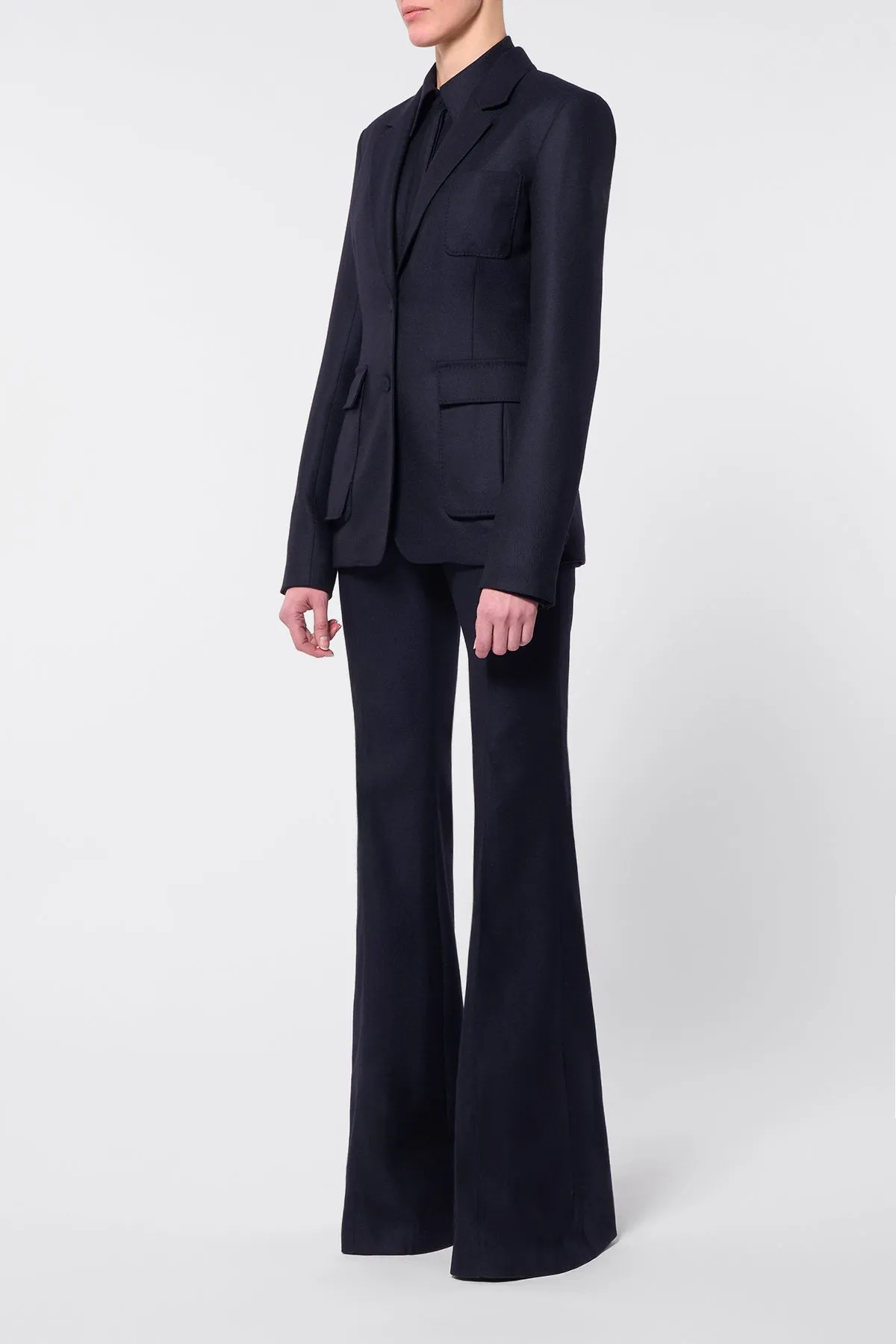Louisa Blazer in Dark Navy Virgin Wool Cashmere Flannel sold by Gabriela Hearst product image thumbnail 3