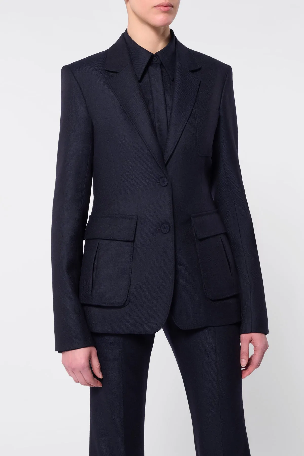 Louisa Blazer in Dark Navy Virgin Wool Cashmere Flannel sold by Gabriela Hearst product image thumbnail 5