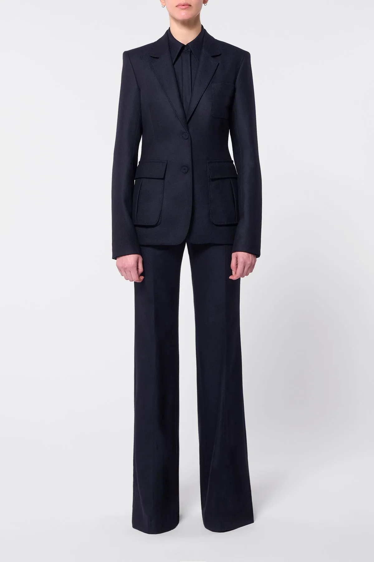 Louisa Blazer in Dark Navy Virgin Wool Cashmere Flannel sold by Gabriela Hearst product image thumbnail 2