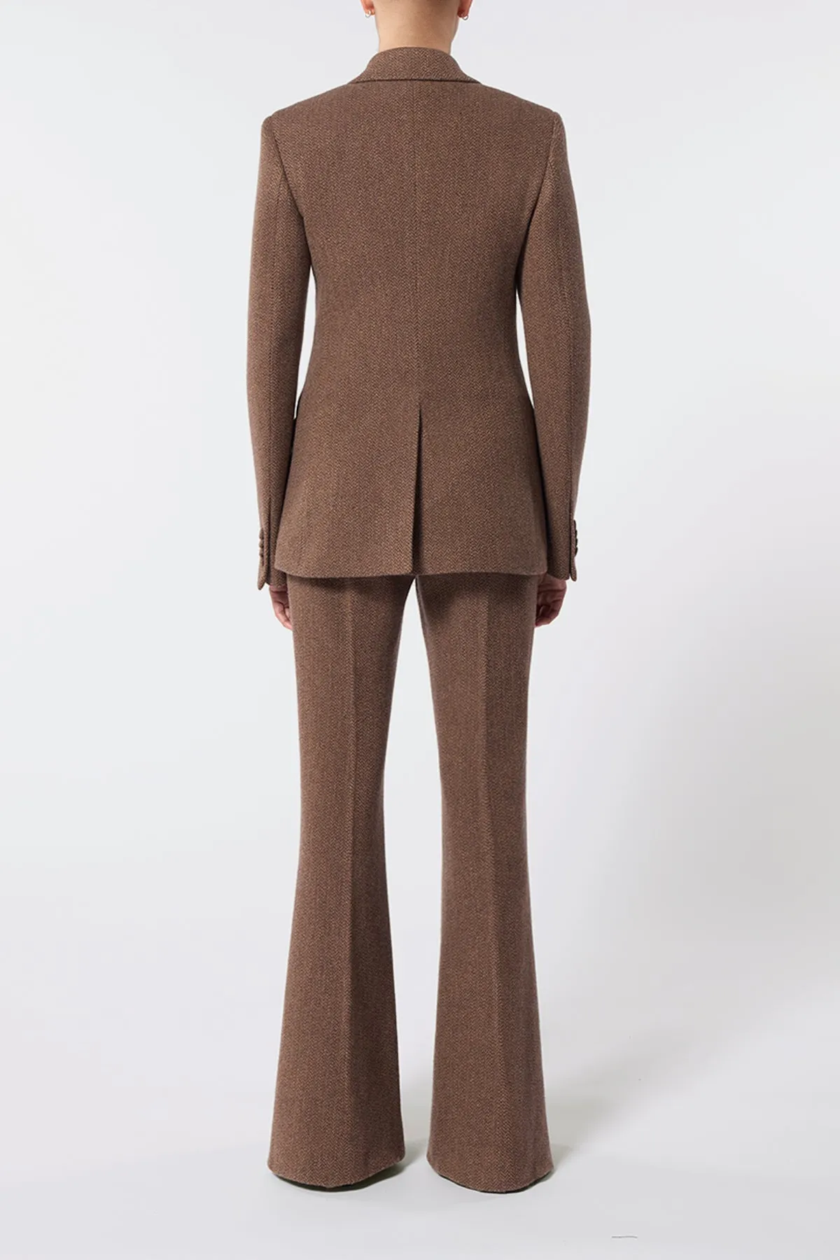 Leiva Blazer in Chocolate Multi Virgin Wool Cashmere Herringbone sold by Gabriela Hearst product image thumbnail 4