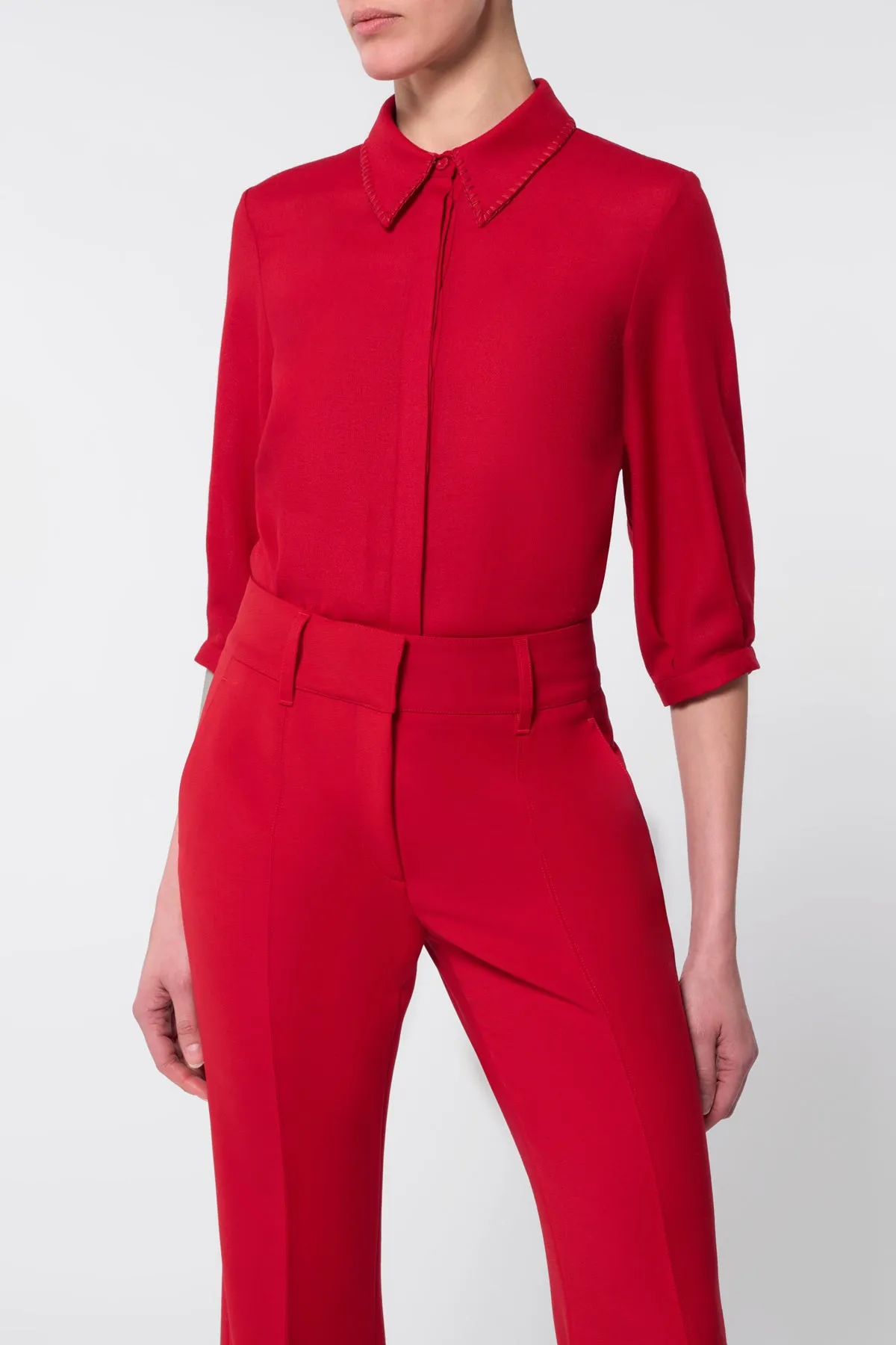 Hadley Blouse in Scarlet Red Virgin Wool sold by Gabriela Hearst product image thumbnail 5