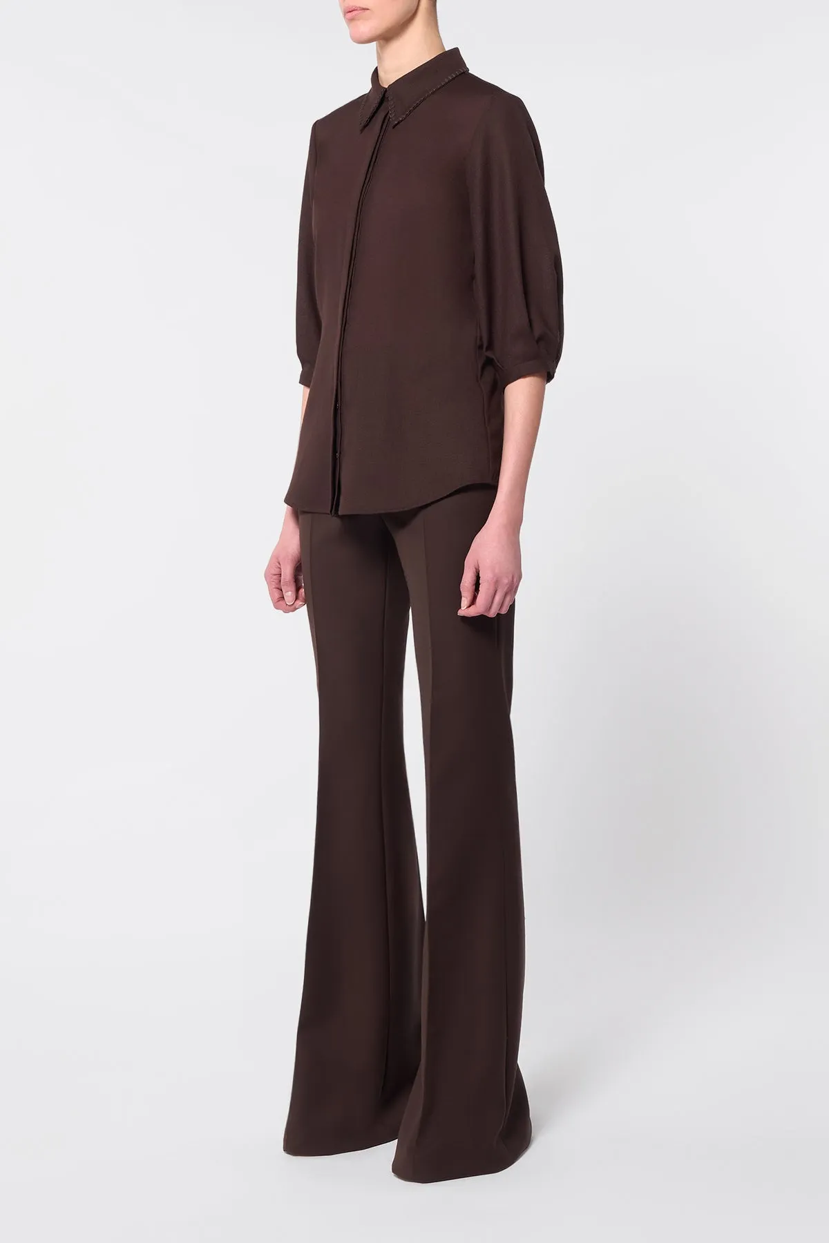 Hadley Blouse in Chocolate Virgin Wool sold by Gabriela Hearst product image thumbnail 3