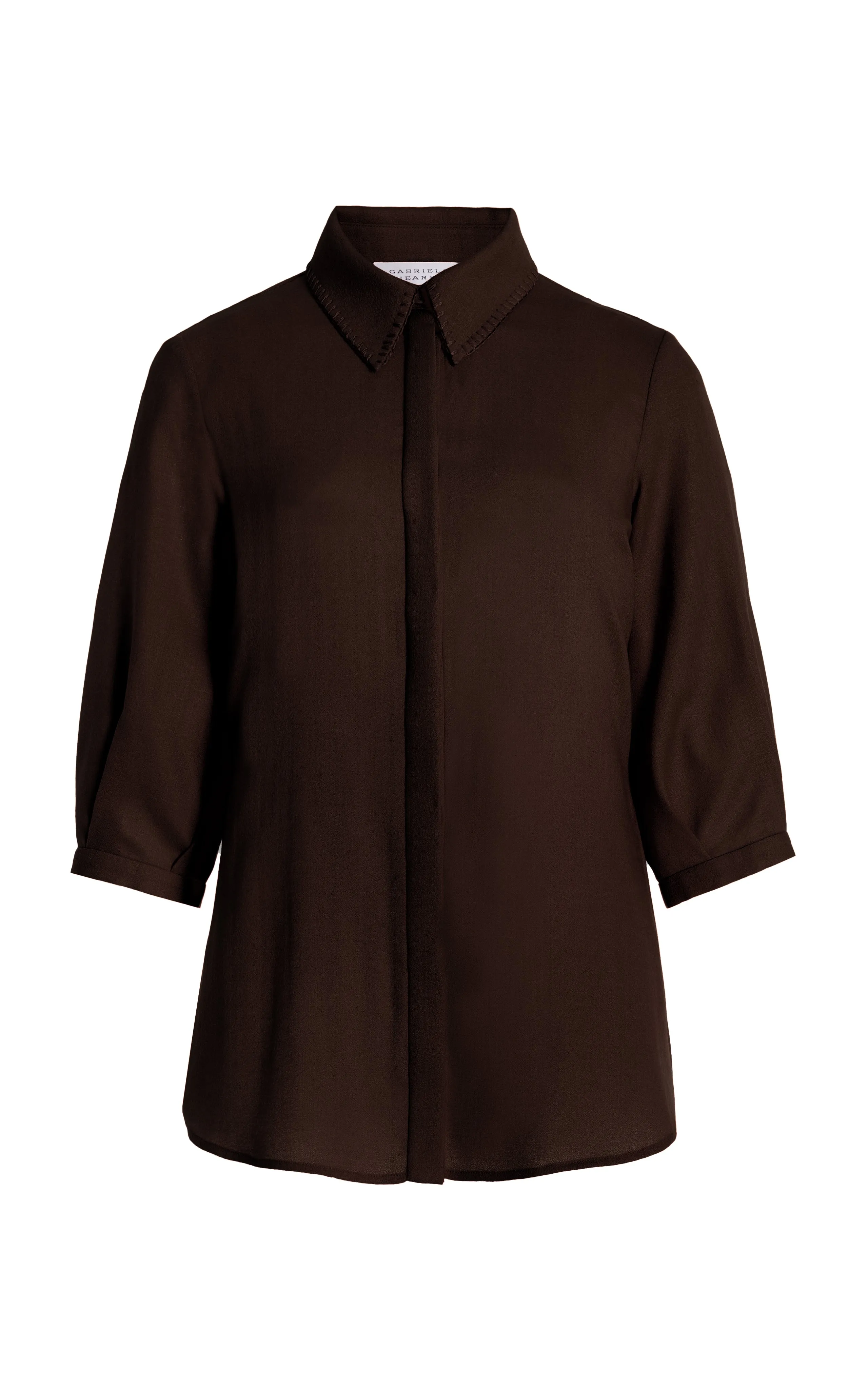 Hadley Blouse in Chocolate Virgin Wool sold by Gabriela Hearst