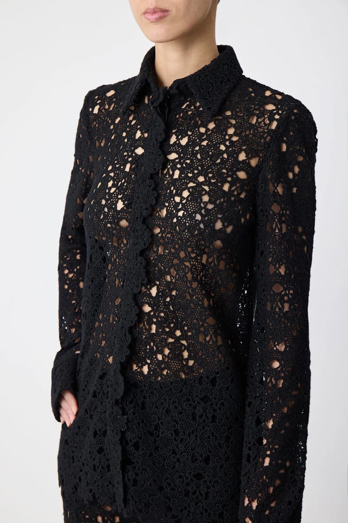 Heath Shirt in Black Cashmere Lace sold by Gabriela Hearst product image thumbnail 4