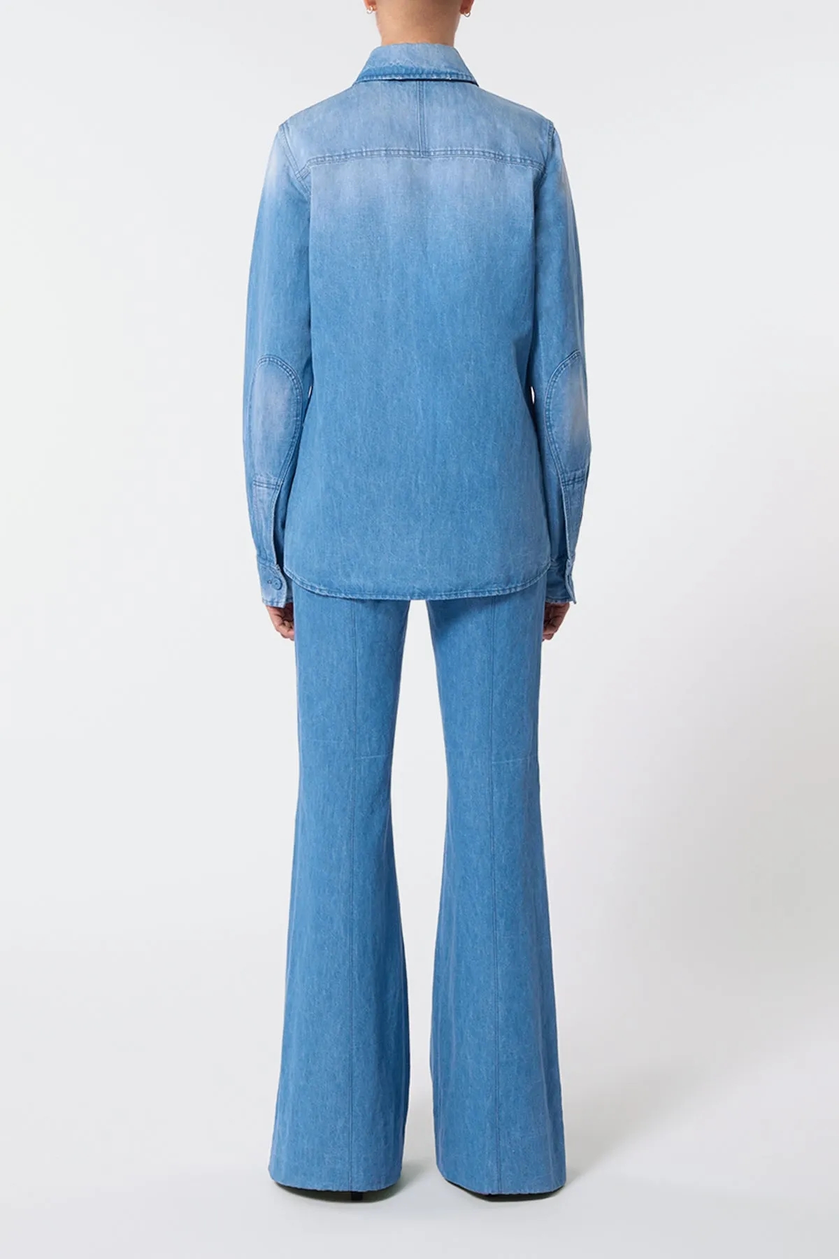 John Austin Shirt in Light Blue Recycled Cotton Linen Denim sold by Gabriela Hearst product image thumbnail 4