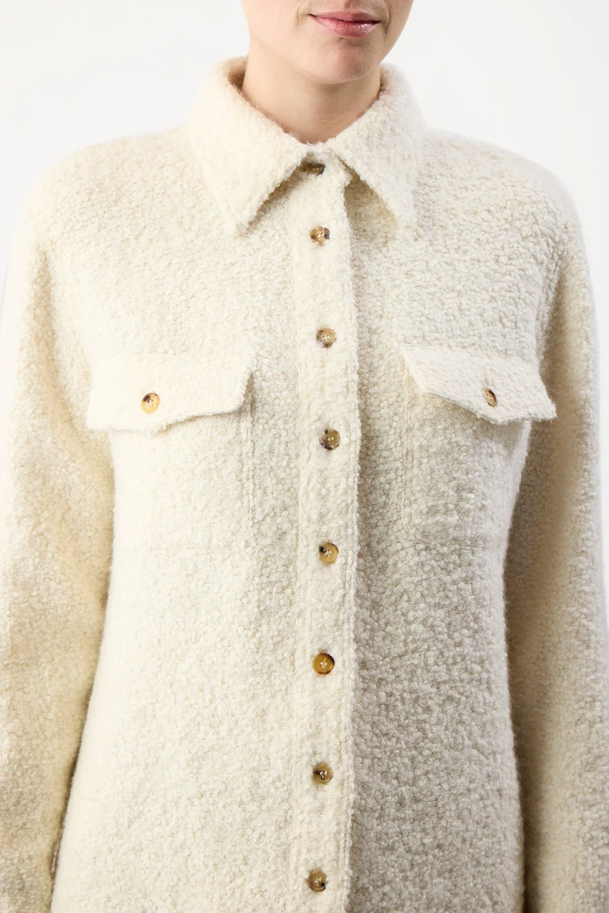 John Austin Shirt in Ivory Recycled Cashmere Boucle sold by Gabriela Hearst product image thumbnail 2