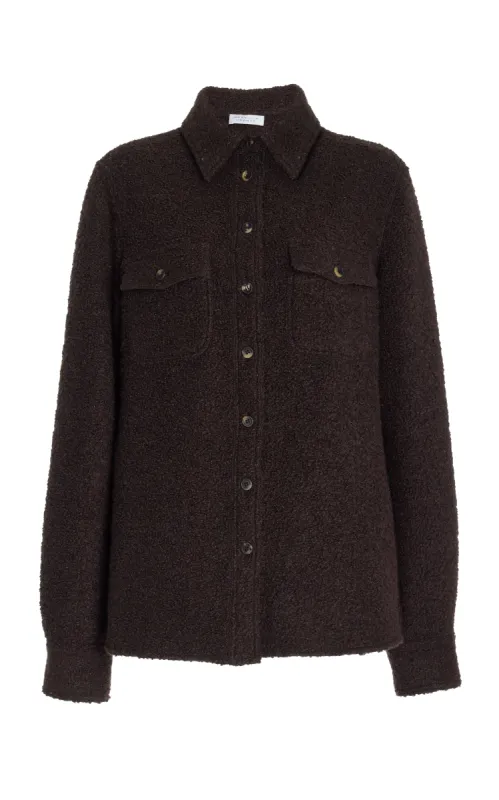 John Austin Shirt in Chocolate Recycled Cashmere Boucle sold by Gabriela Hearst