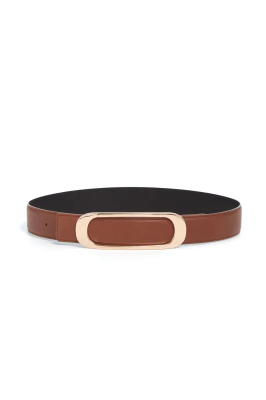 Medium Timon Reversible Belt in Cognac & Black Leather sold by Gabriela Hearst