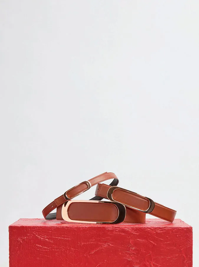Medium Timon Reversible Belt in Cognac & Black Leather sold by Gabriela Hearst product image thumbnail 4