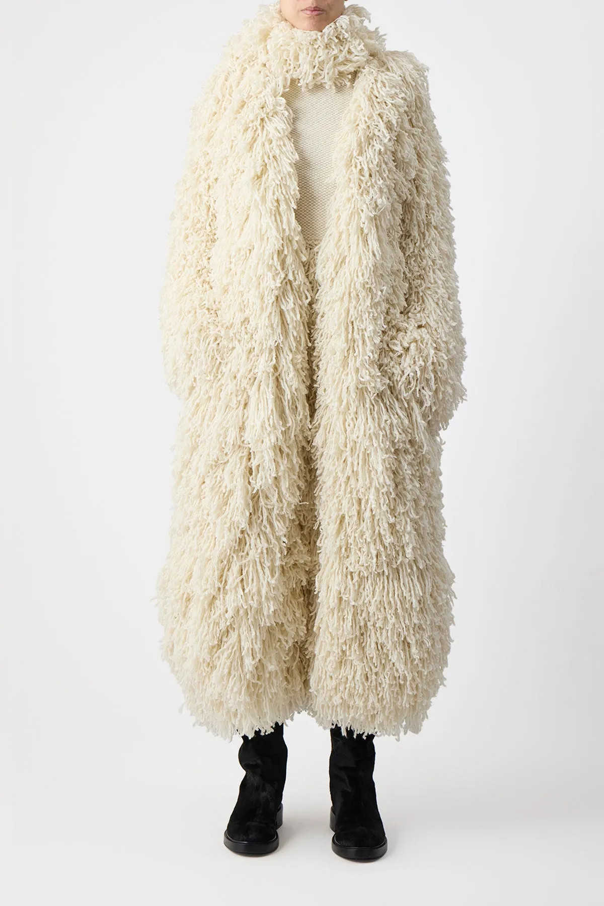 Hargreaves Knit Scarf in Ivory Virgin Wool Cashmere Silk sold by Gabriela Hearst product image thumbnail 3