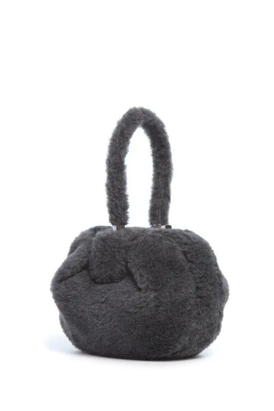 Nina Bag in Dark Grey Virgin Wool Silk Cashmere Fur sold by Gabriela Hearst