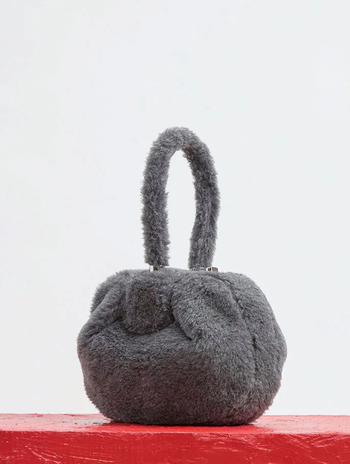 Nina Bag in Dark Grey Virgin Wool Silk Cashmere Fur sold by Gabriela Hearst product image thumbnail 5