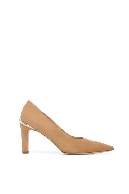 Edwina High Heel Stiletto Pump in Dark Camel Suede sold by Gabriela Hearst