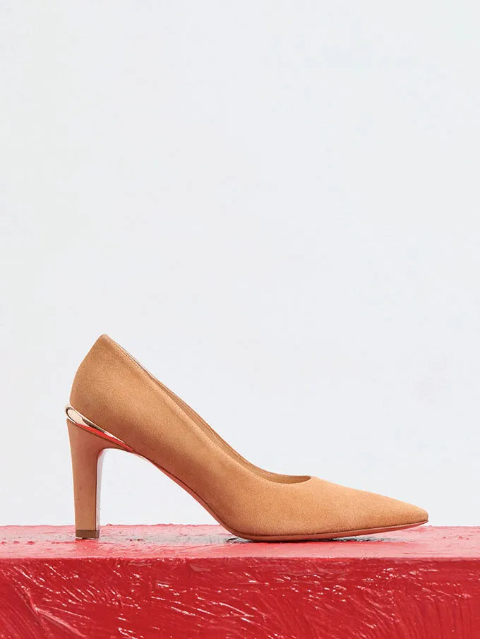 Edwina High Heel Stiletto Pump in Dark Camel Suede sold by Gabriela Hearst product image thumbnail 5