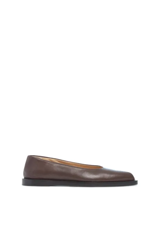 Kati Ballerina Flat Shoe in Chocolate Leather sold by Gabriela Hearst
