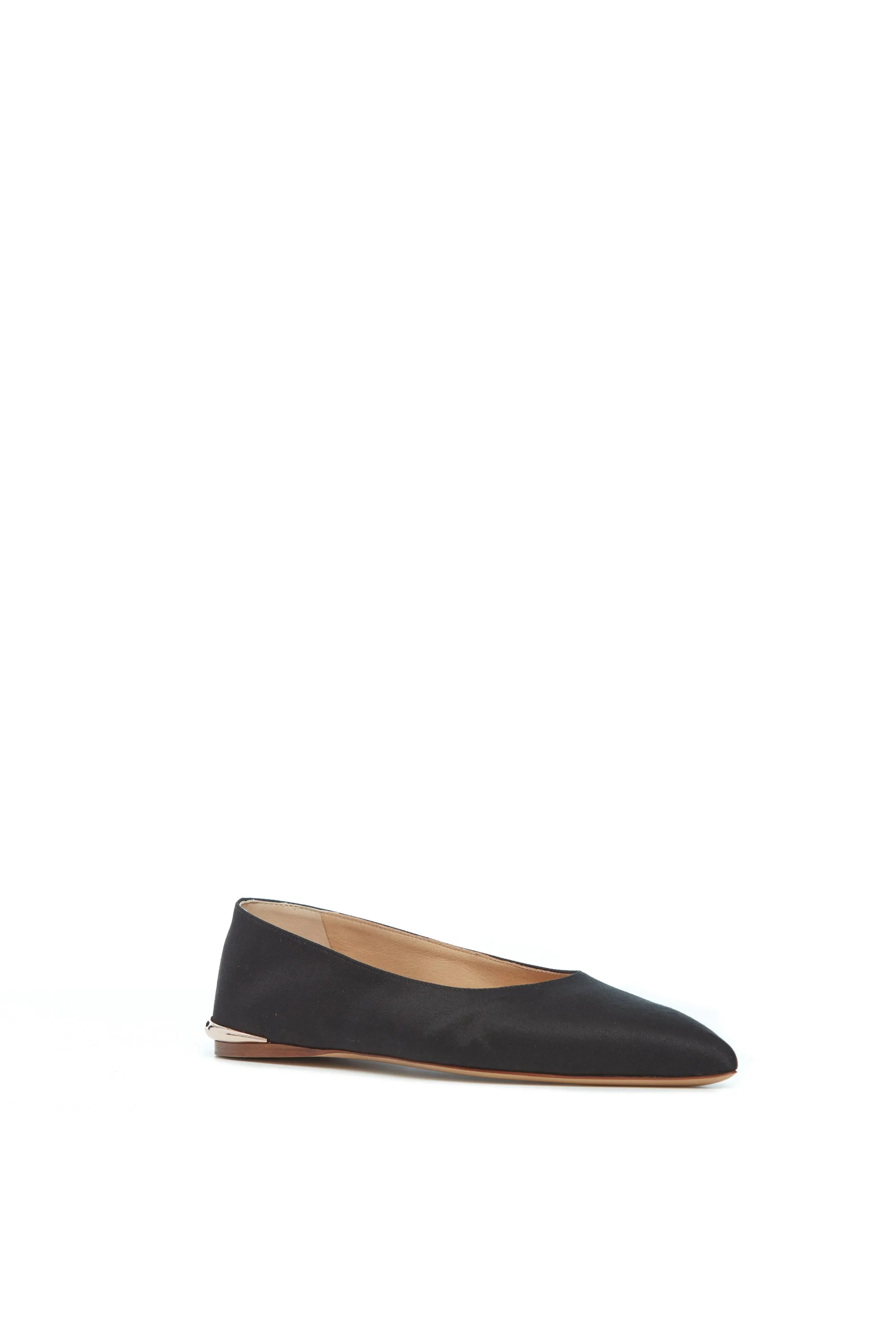 Fleur Ballerina Flat Shoe in Black Silk Linen Satin sold by Gabriela Hearst product image thumbnail 2