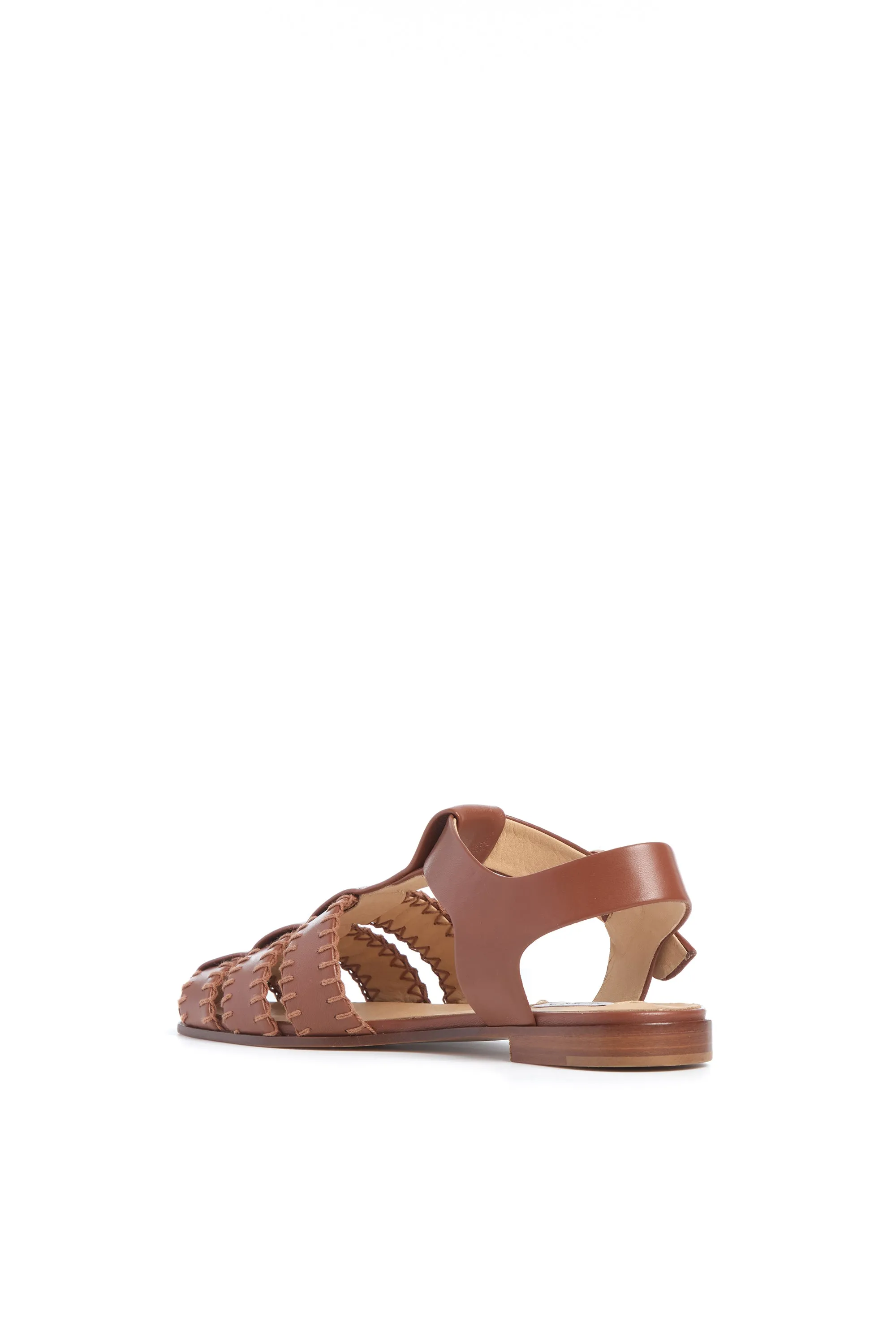 Lynn Flat Sandal in Cognac Nappa Leather with Stitch sold by Gabriela Hearst product image thumbnail 3