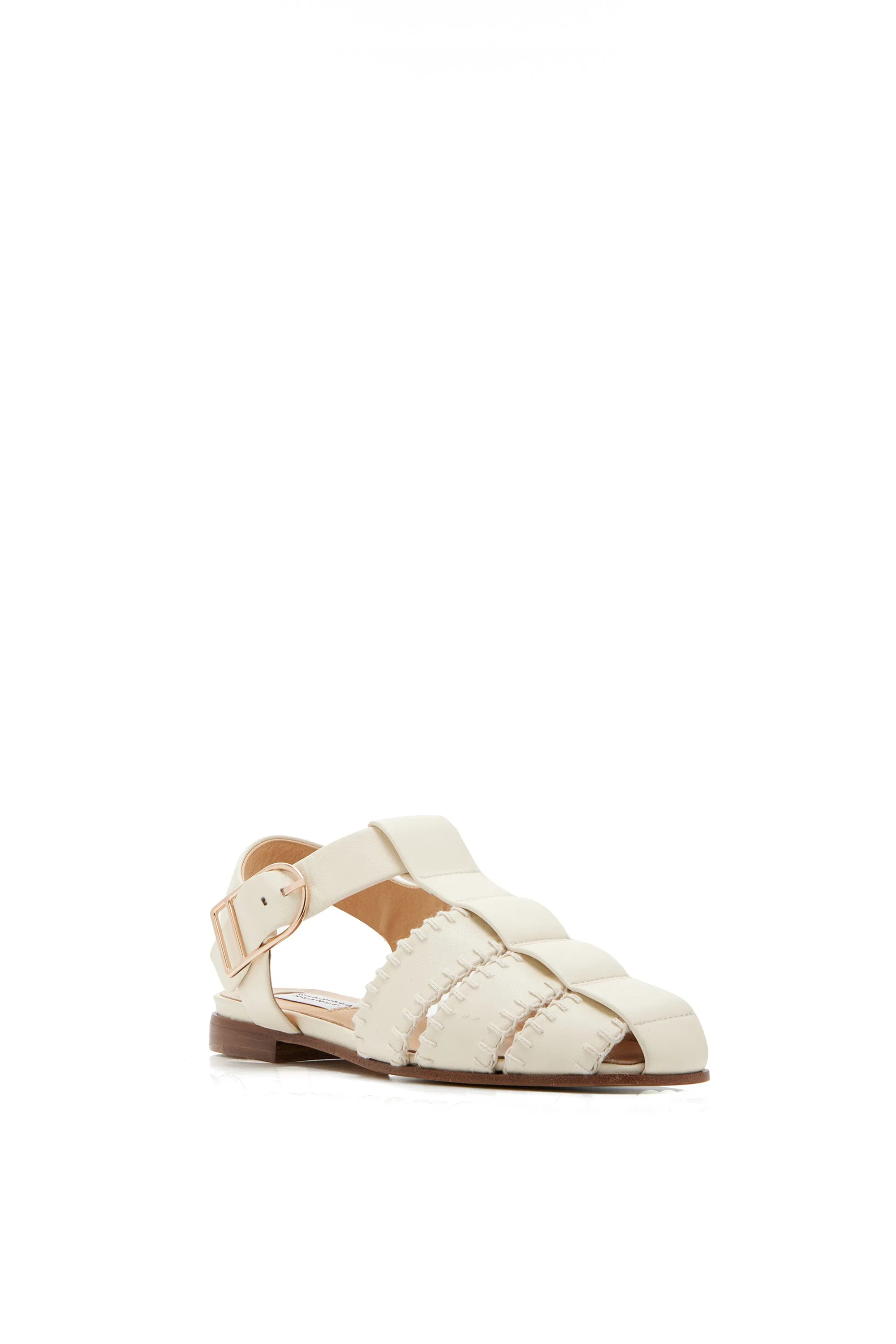 Lynn Flat Sandal in Cream Nappa Leather with Stitch sold by Gabriela Hearst product image thumbnail 3