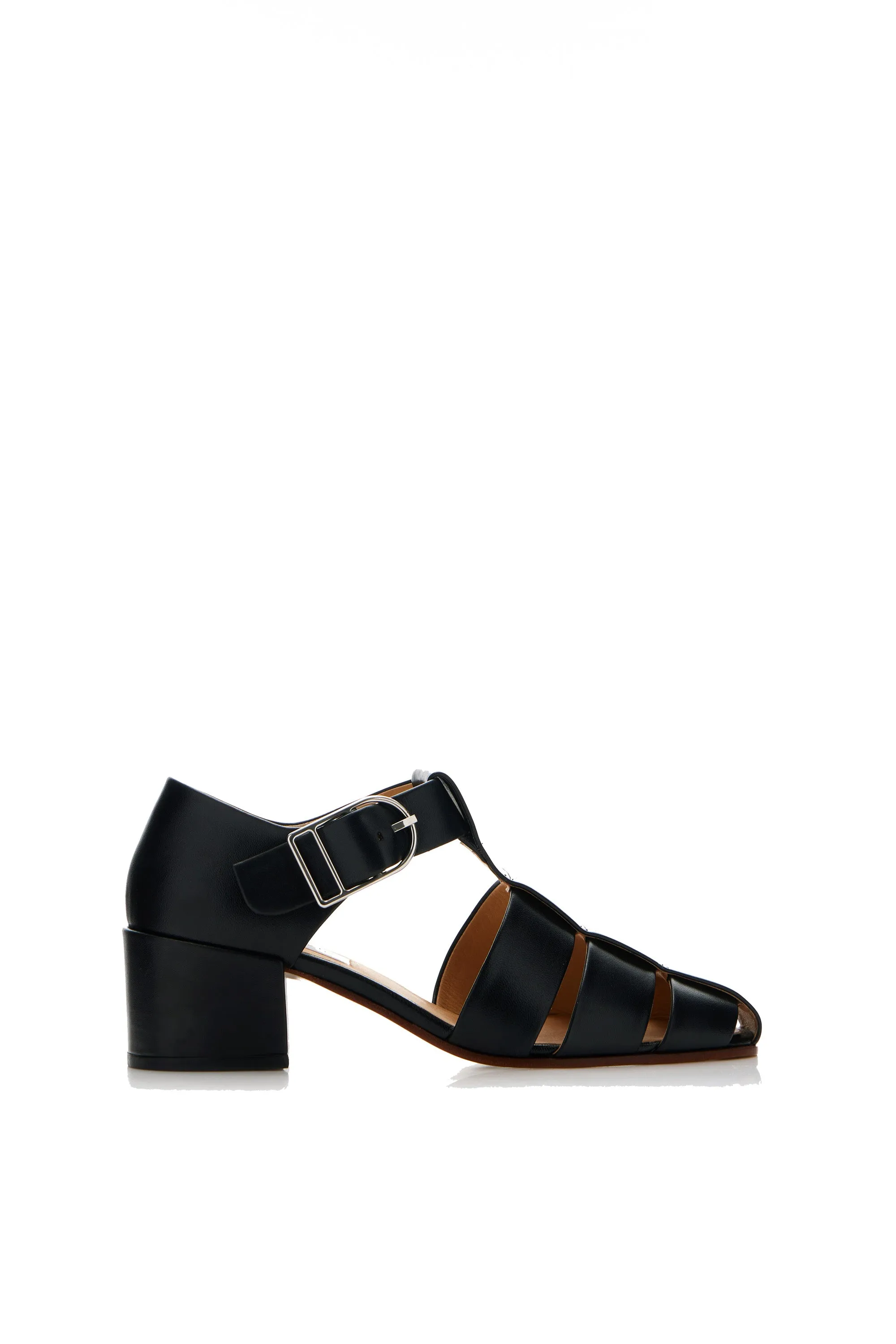Lyle Block Heel Pump in Black Nappa Leather sold by Gabriela Hearst