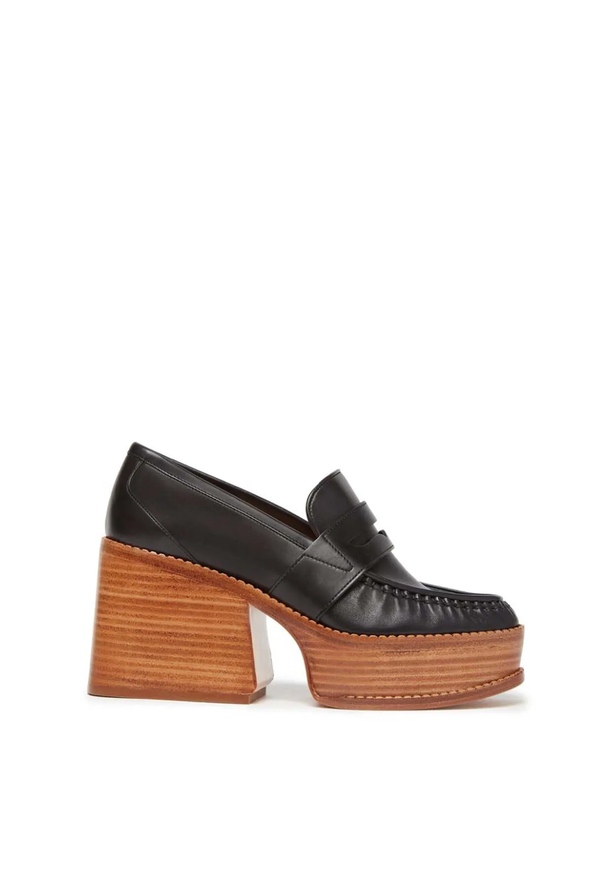 Augusta Platform Loafer in Black Leather sold by Gabriela Hearst
