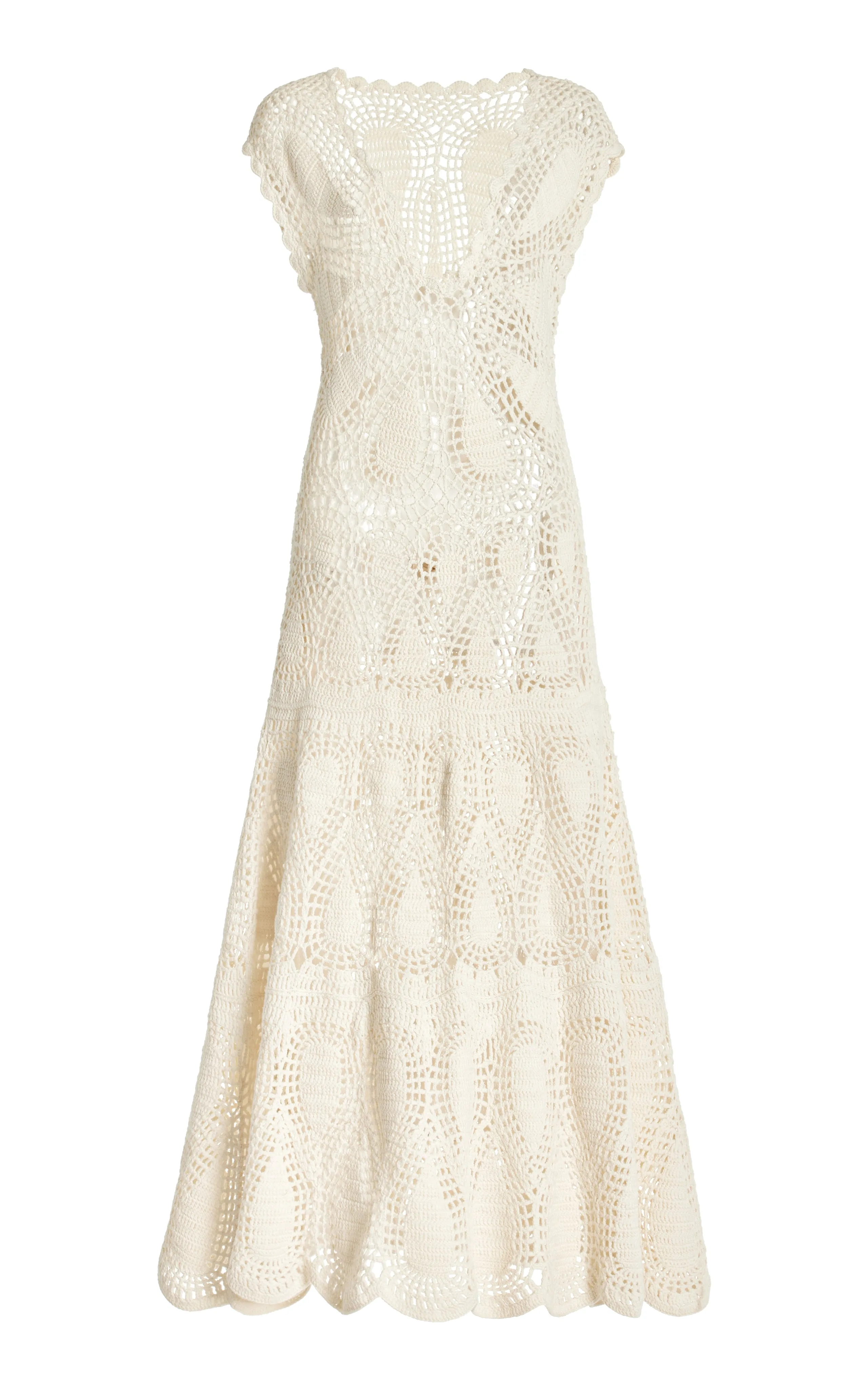 Waldman Crochet Maxi Dress in Ivory Wool Cashmere sold by Gabriela Hearst