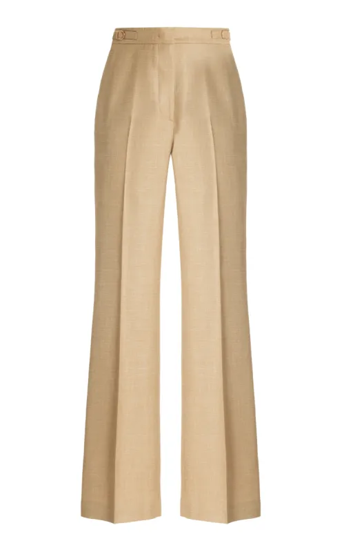 Vesta Flare Pant in Hay Virgin Wool Silk with Linen sold by Gabriela Hearst