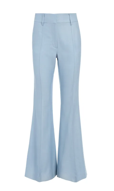 Rhein Flare Pant in Stone Blue Silk Virgin Wool sold by Gabriela Hearst
