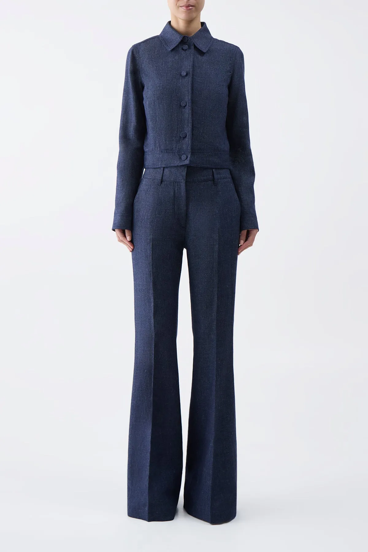 Rhein Pant in Navy Linen Virgin Wool sold by Gabriela Hearst product image thumbnail 2