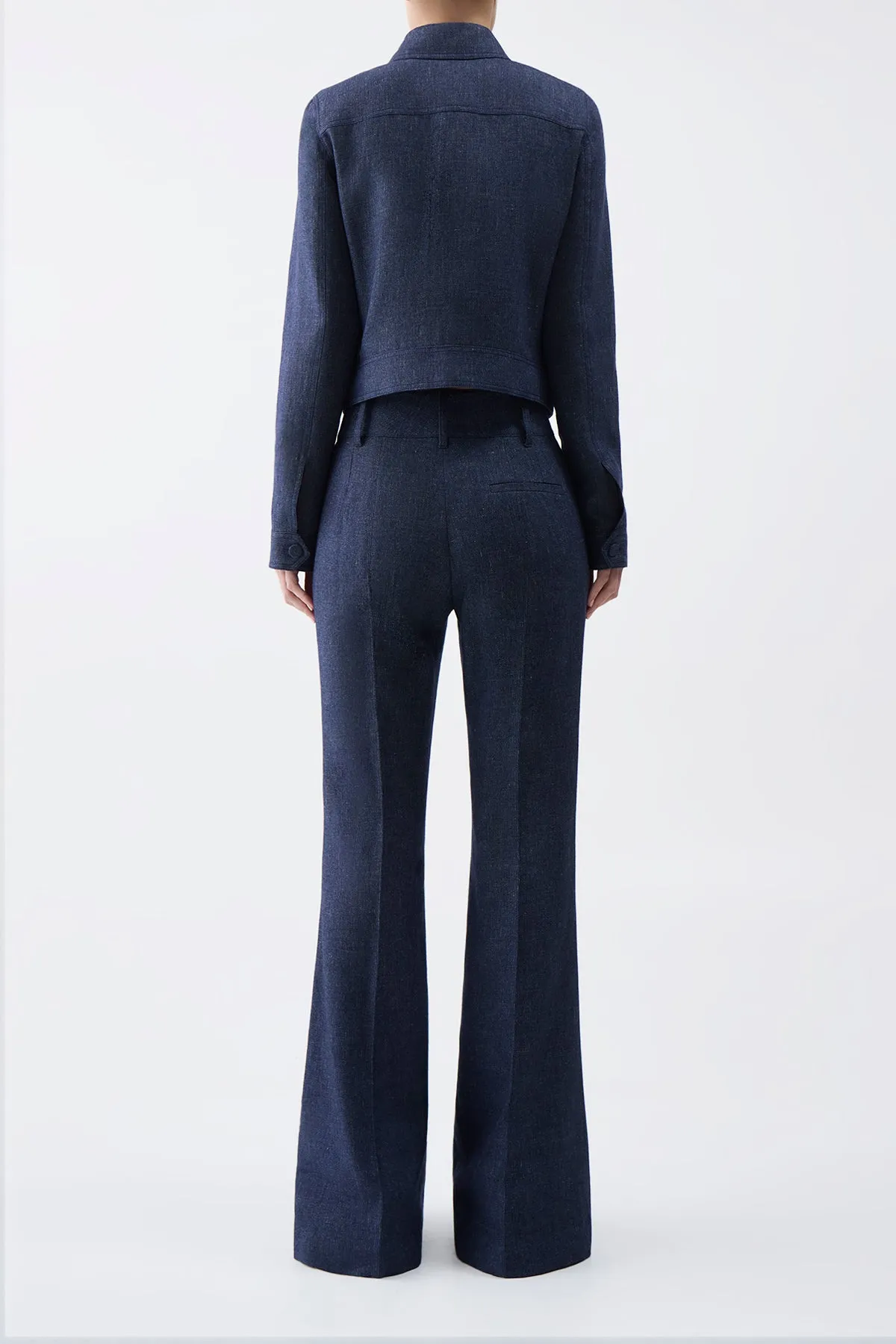 Rhein Pant in Navy Linen Virgin Wool sold by Gabriela Hearst product image thumbnail 3