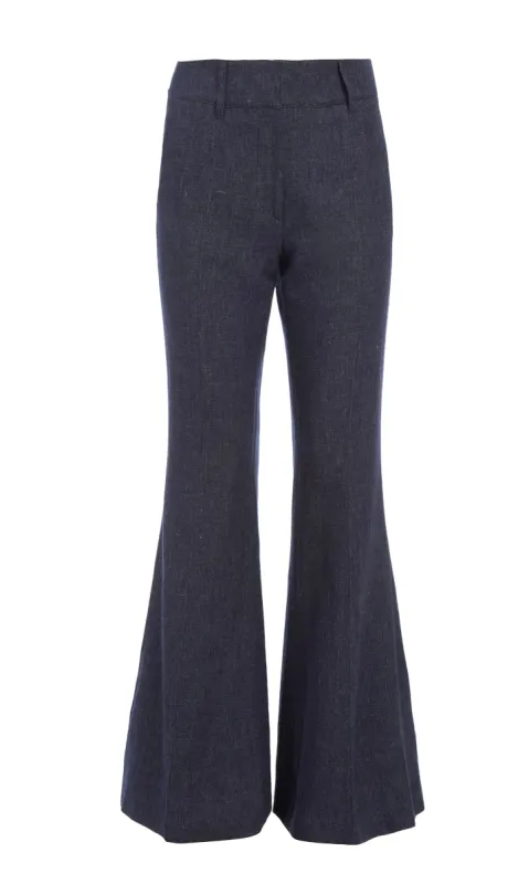 Rhein Pant in Navy Linen Virgin Wool sold by Gabriela Hearst