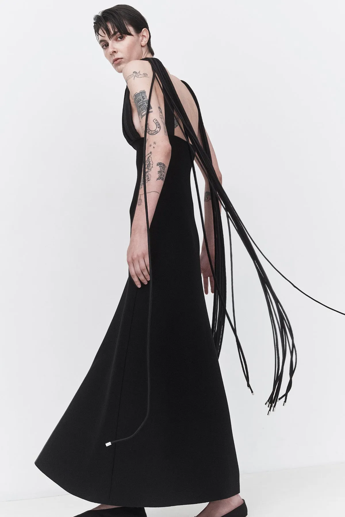 Renato Fringe Maxi Dress in Black Merino Wool sold by Gabriela Hearst product image thumbnail 2