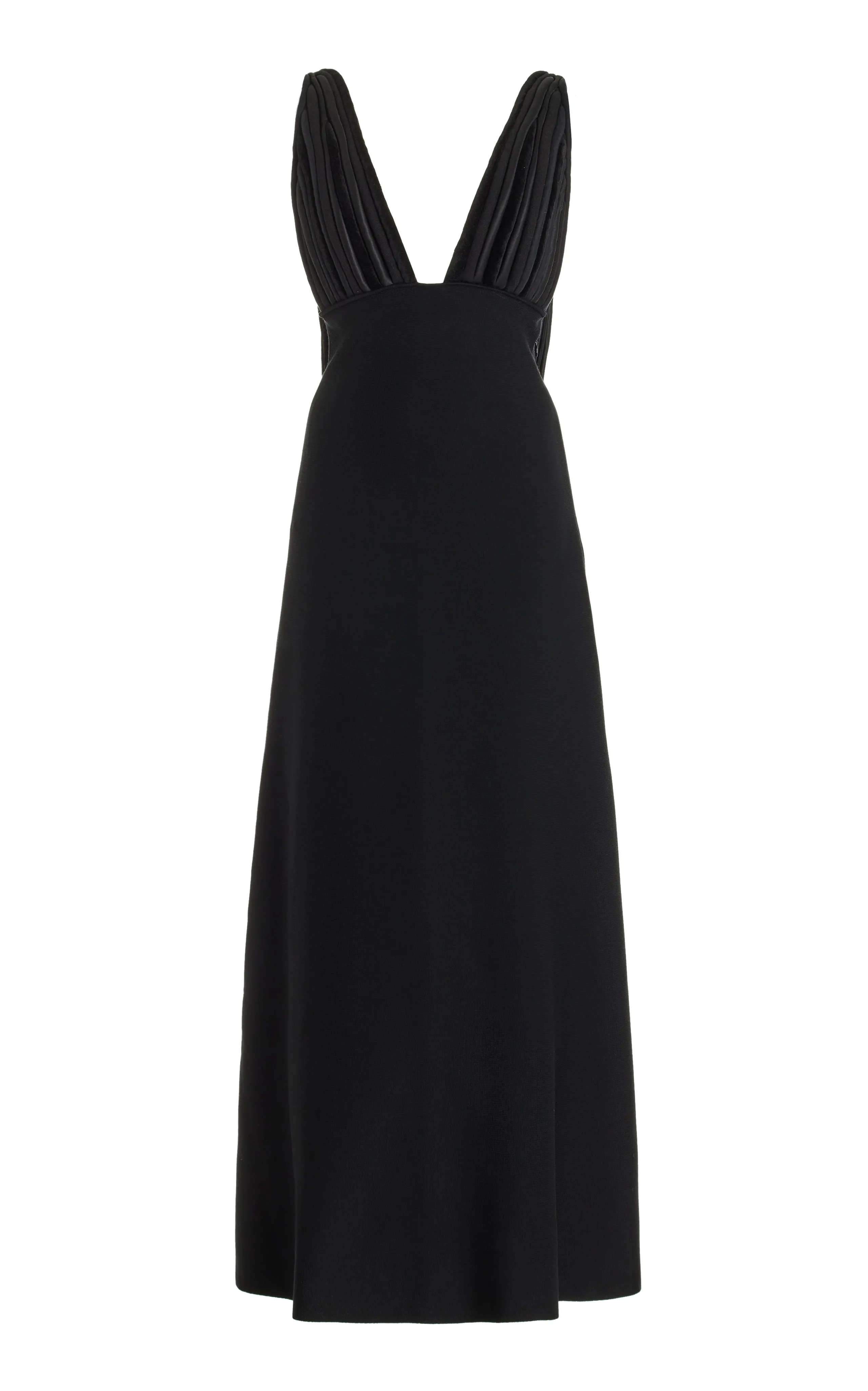 Renato Fringe Maxi Dress in Black Merino Wool sold by Gabriela Hearst
