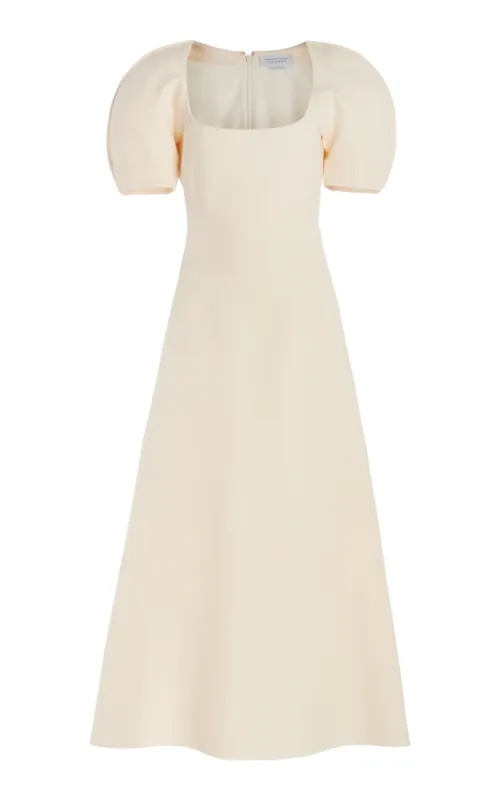 Niahm Midi Dress in Ivory Wool Silk Cady made by Gabriela Hearst