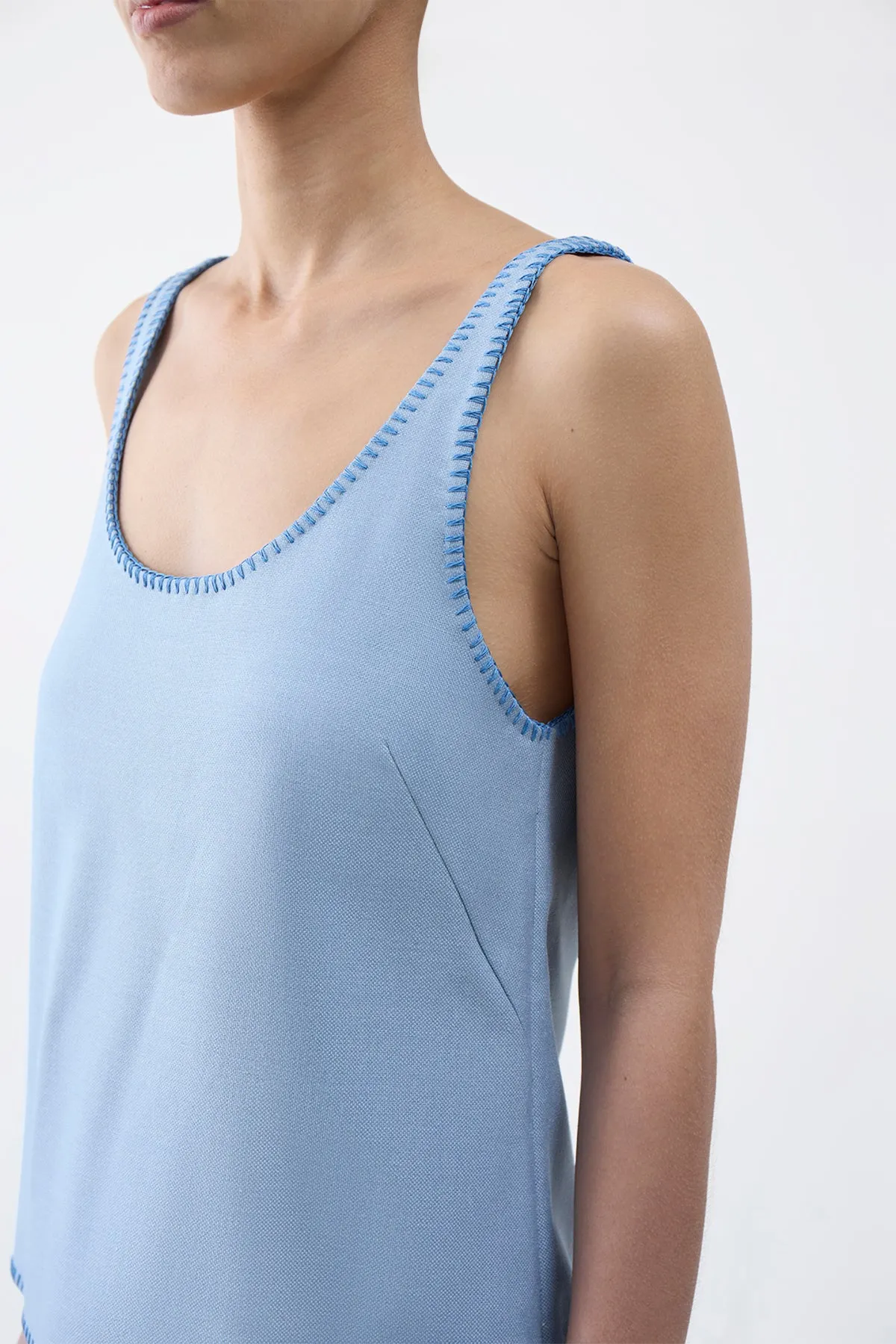 Muriel Tank Top in Stone Blue Silk Virgin Wool sold by Gabriela Hearst product image thumbnail 4