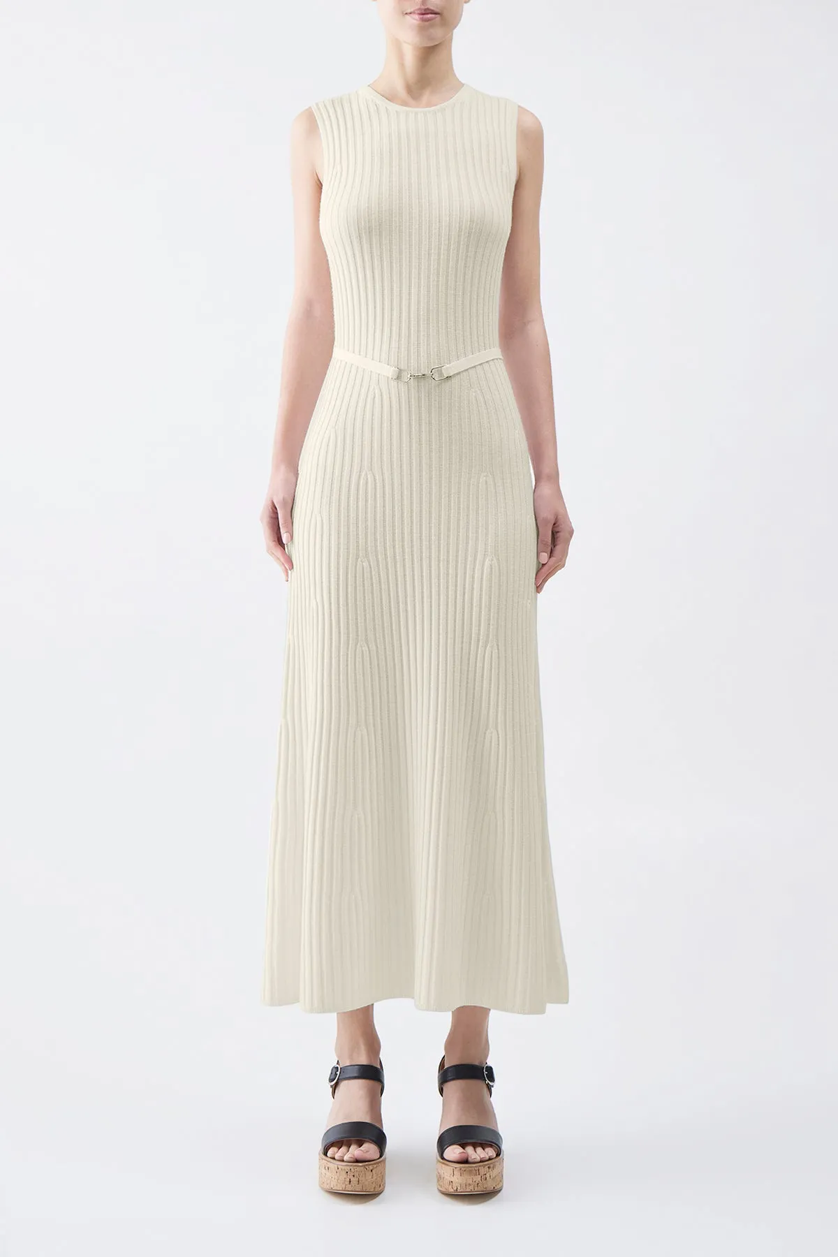 Meier Knit Midi Dress in Ivory Merino Wool Cashmere sold by Gabriela Hearst product image thumbnail 2