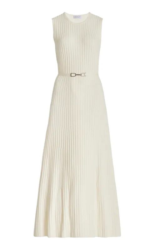 Meier Knit Midi Dress in Ivory Merino Wool Cashmere sold by Gabriela Hearst