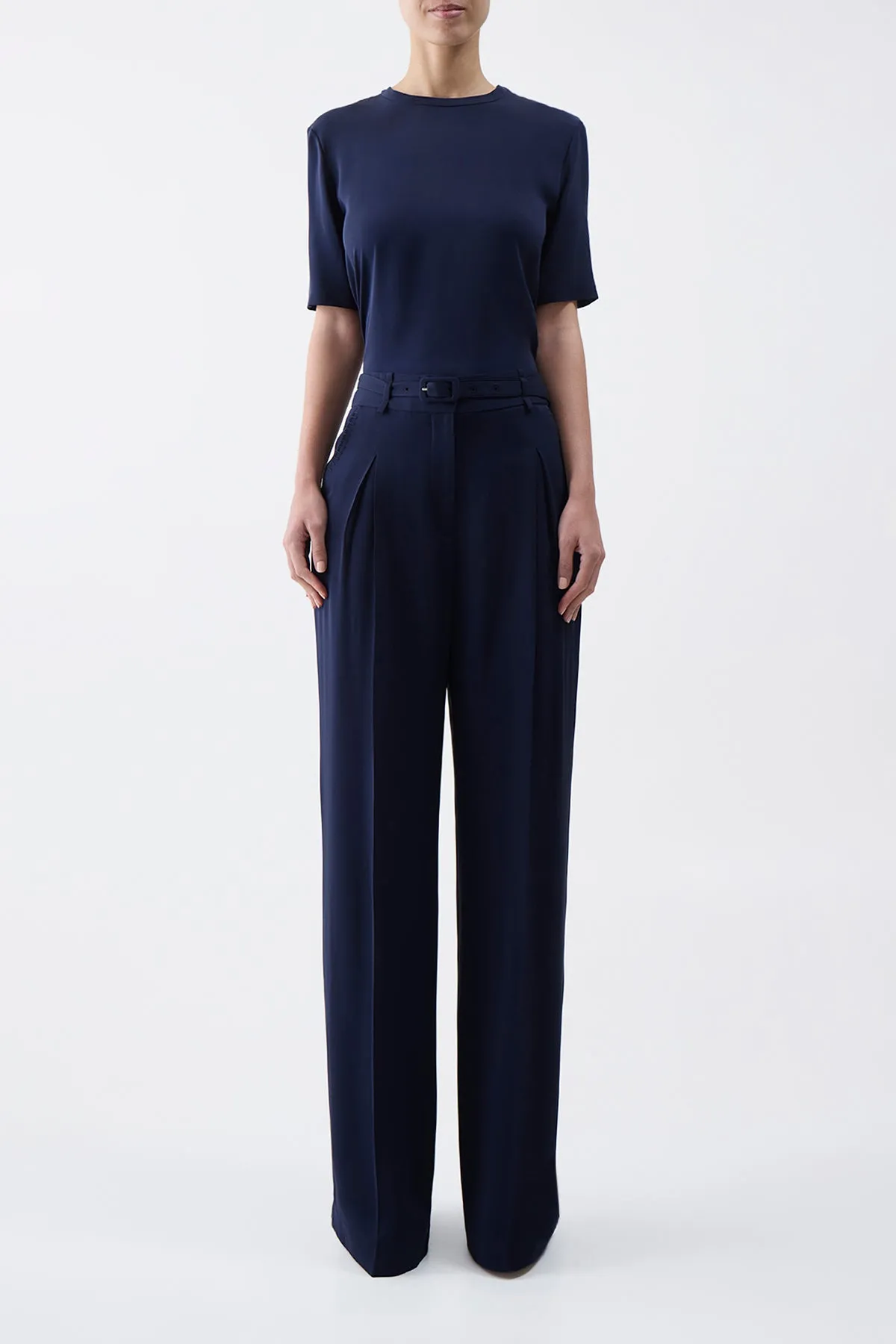 Maura Pant in Navy Silk Crepe sold by Gabriela Hearst product image thumbnail 2
