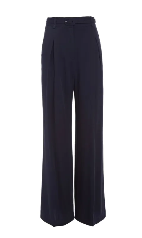 Maura Pant in Navy Silk Crepe sold by Gabriela Hearst